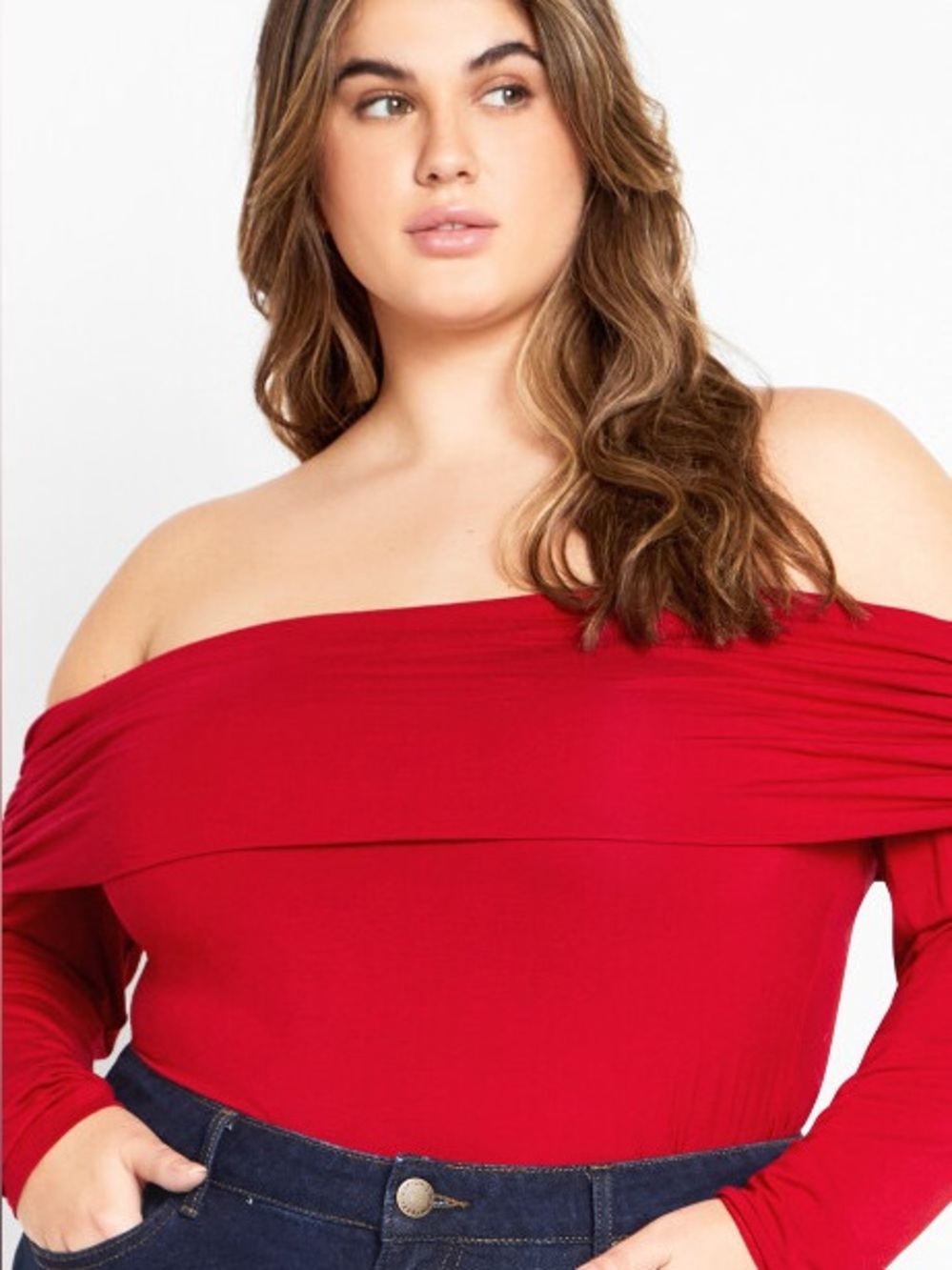 NWT City Chic Jojo Knit Top Red Plus Size 18 Off Shoulder